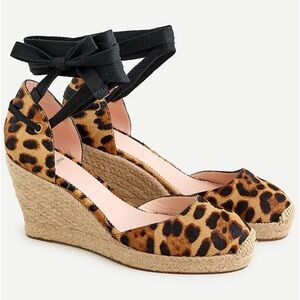 J. Crew Espadrille Wedges in Leopard Calf Hair